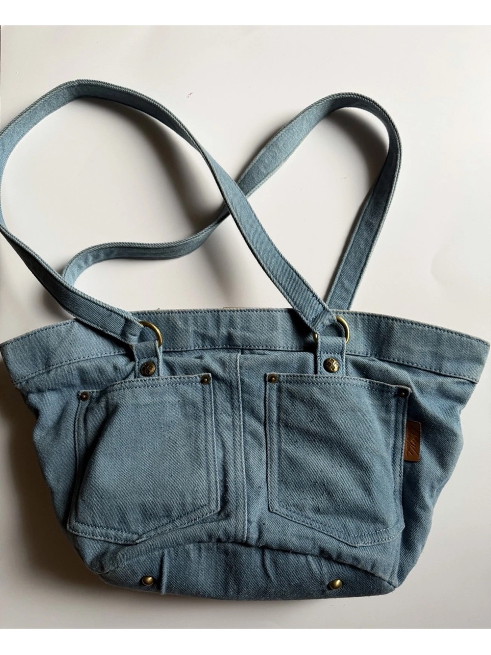 PATRICIA NASH Marconia Blue Denim Large Tote Excellent Suede Lining